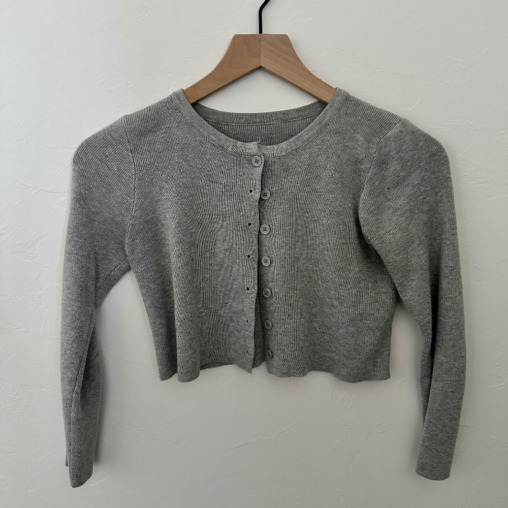 Gray Button Up Cardigan - Cropped